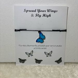 MAKE A WISH Bracelet or Anklet w card MS butterfly 🦋 multiple sclerosis